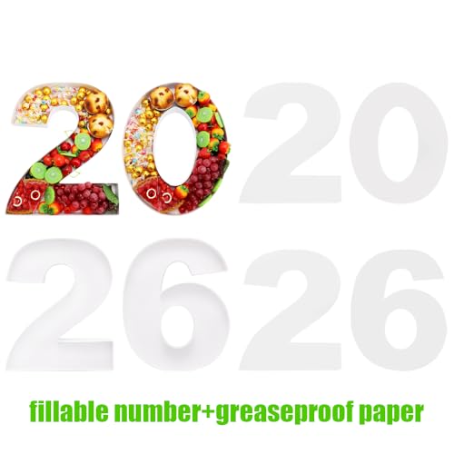 Image of 2026 Cardboard Number Fillable Charcuterie, New Year Eve Graduation Centerpiece Decorations, Set of 4 (White, 15inch)