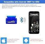 Veepeak Mini Bluetooth OBD2 Scanner Code Reader for Android (NOT for iOS) | Read & clear engine trouble codes. Live data. Supports Torque & Car Scanner App. Incompatible with iPhone or iPad.