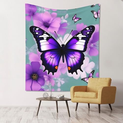 Tapisserie murale papillon violet pour créer une ambiance zen dans votre chambre à coucher