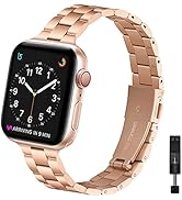 OMIU Thin Band Compatible with Apple Watch 40mm 38mm 42mm 44mm, Premium Stainless Steel Metal Rep...