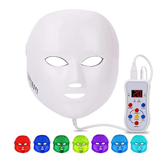 NEWKEY Led Face Mask Light Therapy, 7 Led Light Therapy Facial Skin Care Mask - Blue & Red Light for Acne Photon Mask - Korea PDT Technology for Acne Reduction