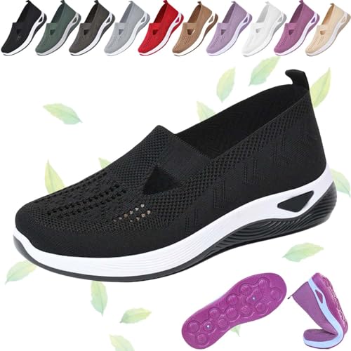 2025 New Enjerr Orthopedic Shoes Womens, Slip on Sneakers Women's Woven Orthopedic Breathable Soft Shoes