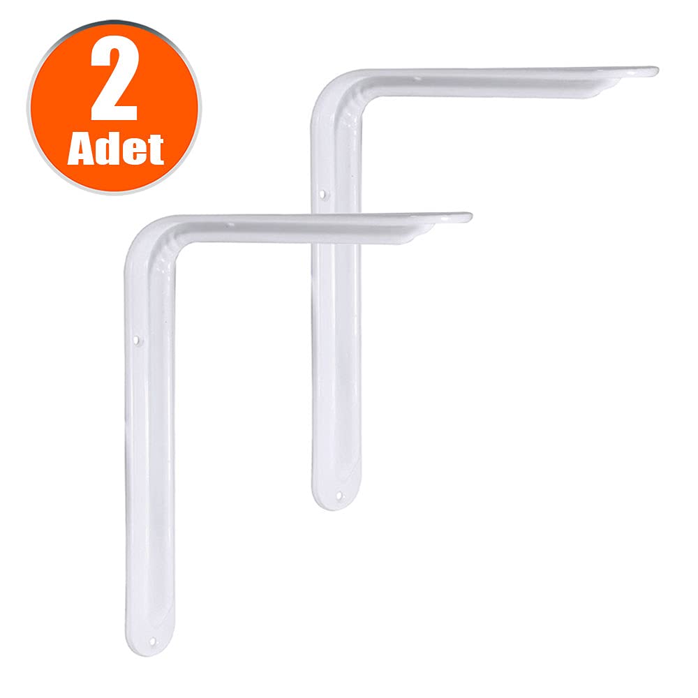 FEYZAYAPI Raf Altı Ayak Raf Tutucu L Demir 16.5 x 23 cm Beyaz Montaj Aparatı (2 ADET)