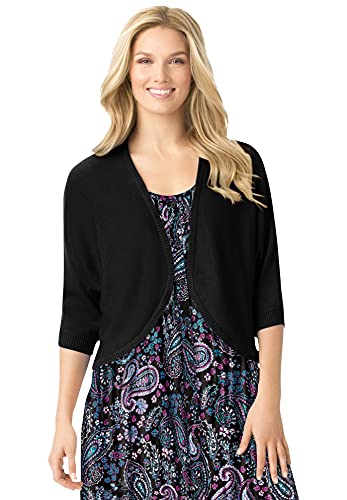Woman Within Plus Size Rib Trim Cardigan Shrug