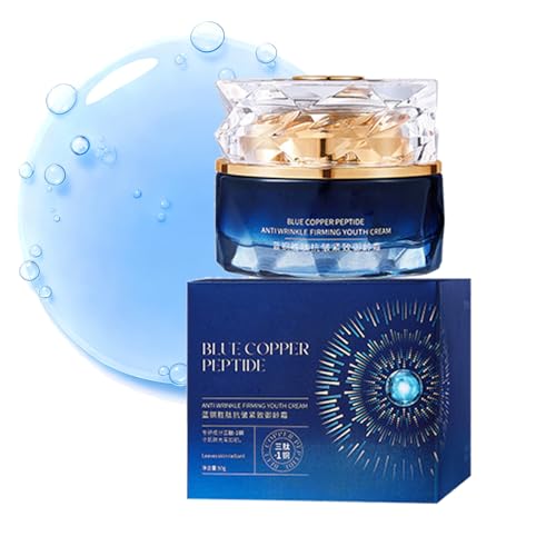 Grospe Blue Copper Peptide Face Cream - GHK-Cu Moisturizer for Wrinkles & Fine Lines, Hydrating & Firming Anti-Aging Treatment for Face and Neck, 1.7oz