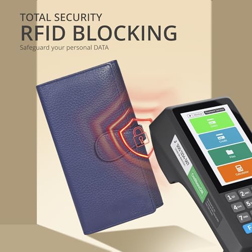 Image of Real Leather Women Wallet Leather with RFID Blocking -Trifold Card Holder Designer Ladies Clutch with ID Window Wallets