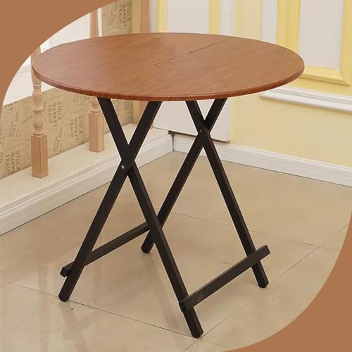 Mesa auxiliar redonda plegable de madera para patio, ideal para jardín y cocina, perfecta para uso en camping y pequeños