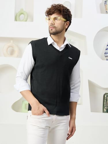 Image of Kvetoo V Neck Sleeveless Winter Wool Sweater for Men
