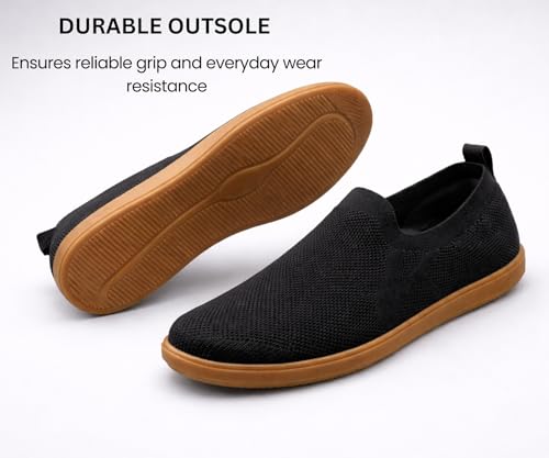 Image of Kraasa Men's Casual Slip-On Loafers | Soft Knitted Upper Breathable Flex Upper | Lightweight Comfort Shoes | TPR Sole