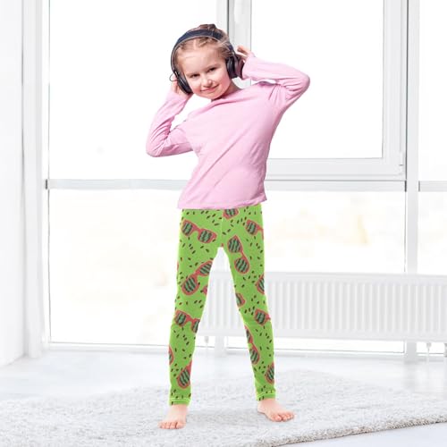 ALAZA Girls' Leggings Children's Yoga Pants Skinny Printed Dance Watermelon Glasses Comfortable 4T3
