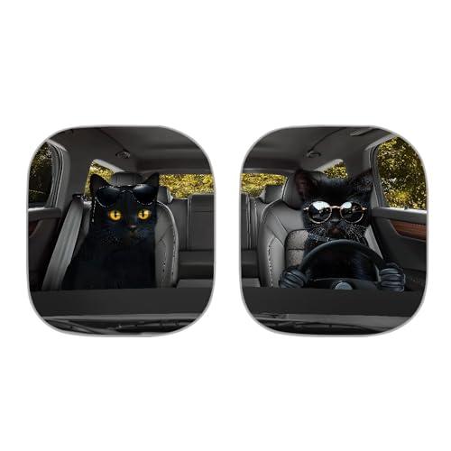 Pare-soleil universel contre la chaleur avec imprimé chat rigolo pour auto