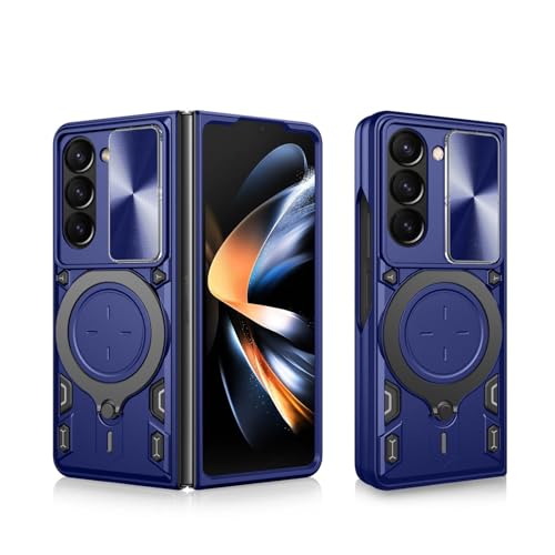 Coque Samsung Z Fold 7 bleue rigide antichoc avec anneau et support caméra