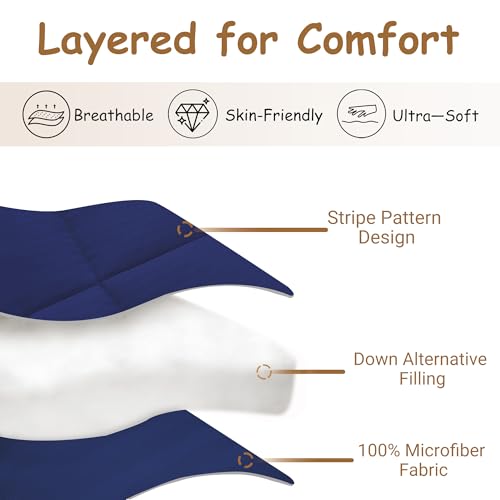 Image of ZPECC Toddler Down Alternative Comforter, 39x47 Hypoallergenic Baby Blanket Quilt, Soft Breathable Lightweight All Season Kids Duvet Insert for Crib Stroller Cot Daycare, Blue Stripe