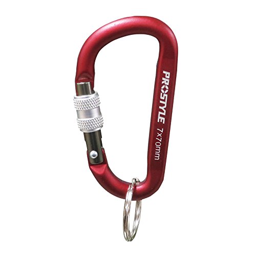 プロスタイルツール アルミカラビナ ロック式 レッド×ガンメタ 60×31(mm) 6φ PAC-864