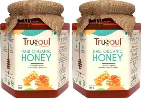 Image of TruSoul By Baidyanath Raw Organic Honey - 500gm | NPOP Organic Certified, Sourced from Himalayas | 100% Raw & Natural | No Added Sugar | Unprocessed, Unpasteurized -(Pack of 2)