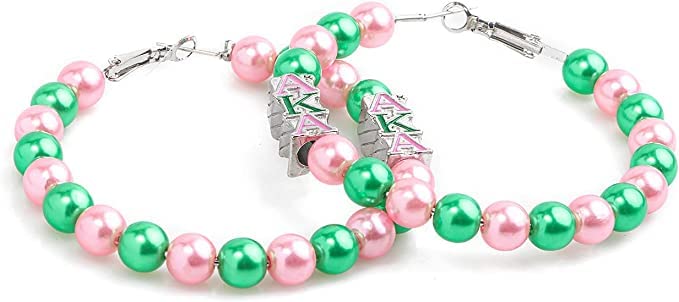 Koop1 Pair Aka Sorority Gift Earring for Womens Sorority Parahernalia Faux Pearl Earrings Beaded Earring with Gift Box