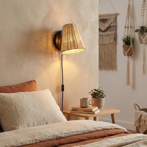 Alpinaluz Aplique de Pared de Mimbre y Yute