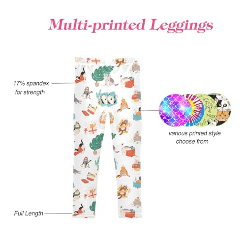 CaTaKu Girls Leggings Cute Cats Christmas Pets Leggings for Girls Kids Athletic Workout Yoga Pants Size 4-10T4