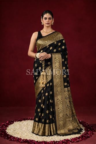 Image of Women's Soft Silk Style Jacquard Saree with Rich Zari Woven Border & Pallu | 5.6 Mtr Saree with 0.8 Mtr Unstitched Blouse