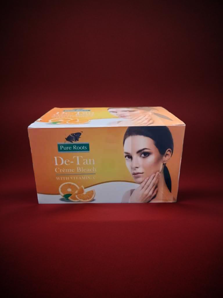 Pure Roots DeTan Creme Bleach, 224gm – Professional Face Skin Whitening Kit, Natural Lightening Formula, Salon-Quality Tan Removal Cream