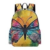 SKTNBM Mochila de viaje para laptop, mochila de transporte con estampado de teñido anudado de mariposa, mochila de viaje de negocios antiduradera para mujeres y hombres, Negro -, 42x30x15cm, Mochilas