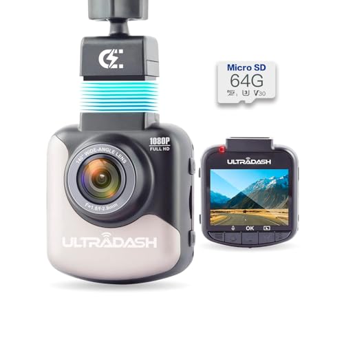 Image of Dash Cam UltraDash C1 + 64GB High Endurance Micro SD Card Bundle - Magnetic Charging Mount, HDR High-end Night Image Sensor, F1.8 140 Degree Wide Angle Lens, G-Sensor, 2 inch LCD, Super Capacitor
