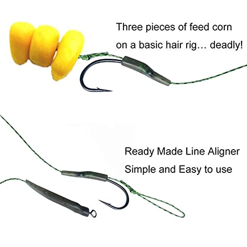 NewShot 6 x Carp Fishing Hair Rigs, Curved Barbed Hook, Anti-Tangle Rig Sleeves Swivel - Image 2