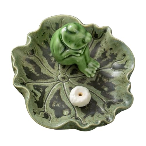 Porte-parfum céramique grenouille verte diffuseur de bureau
