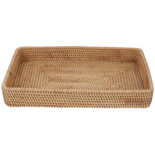 Bandeja Rectangular de Ratán para decoración bohemia y desayunos en la cama o exterior 2