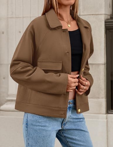 ZESICA Women's Button Down Cropped Shacket Jackets Fall Winter Casual Long Sleeve Coat Tops with Pockets Fashion Outwear4