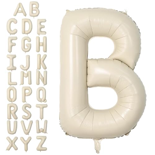 Buchstabe B Luftballon Beige,40 Zoll XXL Groß Sandweiß A-Z Alphabet Folienballon,Einzelne Aluminium B Wort Luftballons Helium für Geburtstag, Jahrestag, Baby Dusche, Hochzeit Party Supplies Deko