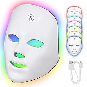 LED Gesichtsmaske mit Touch Button, 7 Farben LED Lichttherapie Maske für Gesicht Anti-falten Akne Entfernung…