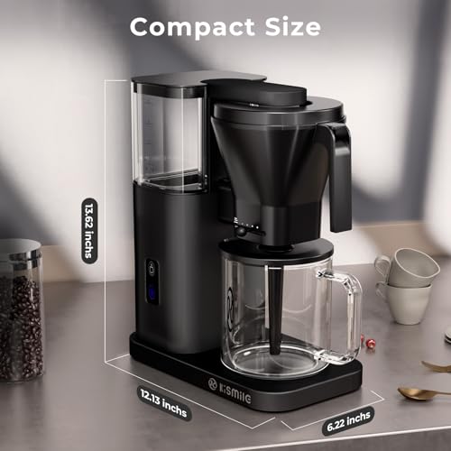 Kismile 8 Cup Drip Coffee Maker, SCA Certified Hot & Cold Brew Coffee Machine, Fast Heating to 197–205℉, 40 Min Keep Warm, Adjustable Flow Control, Easy to Clean by Kismile - Used condition - Image 8