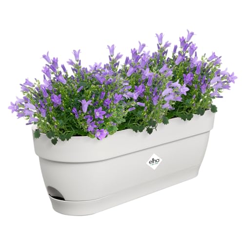 elho Vibia Campana Balkonkasten 50 mit Wasserreservoir - Blumentopf Balkon - 100% recyceltes Plastik - Ø 49.0 x H 17.0 cm - Weiß/Seidenweiß