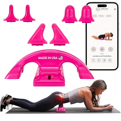 Image of Thrival Relief Pro - Fully Adjustable Psoas, Back and Hip Flexor Muscle Release Tool with Thrival App for Targeted Routines, Deep Tissue, Trigger Point Massage (Pink) - Made in USA