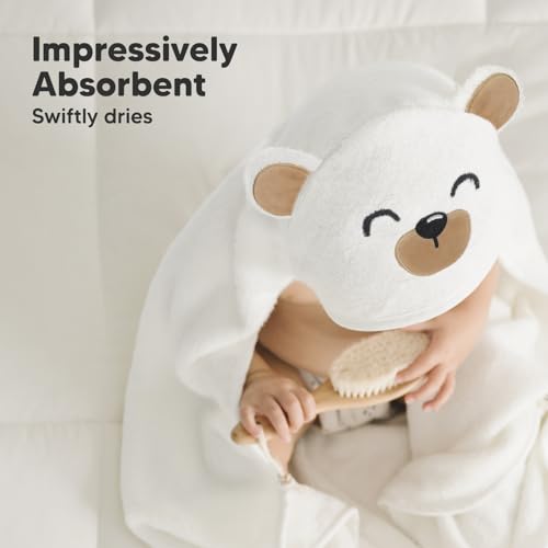 Image of KeaBabies Hooded Baby Towel for Newborn, Baby Bath Towels (Grizzly, 35x35) | Viscose Derived from Bamboo, Large Baby Towels with Hood, Boys, Girls, Toddler, Soft Absorbent Baby Bath Essentials