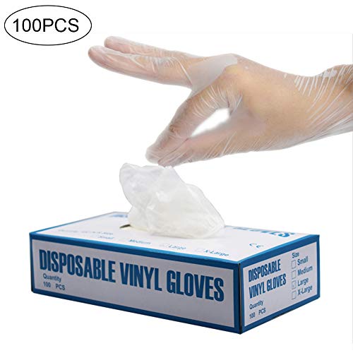 Preisvergleich Produktbild WFLRF 100 Stück Einweg-Handschuhe, Vinyl Handschuhe, Puderfreie, Latexfreie, Für Arbeit, Zubereitung, Reinigung, Schönheit, Grillen,1 Box,M