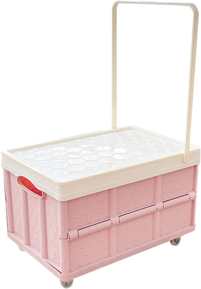 Alipis Grocery Cart Rolling Crate with Wheels Foldable Utility Cart Handcart Shopping Trolley for Travel Shopping Moving Storage Home Office Use Foldable Camping Wagon