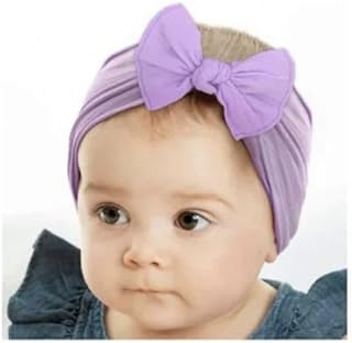 Baby Bow Headband, Soft Cotton, Purple