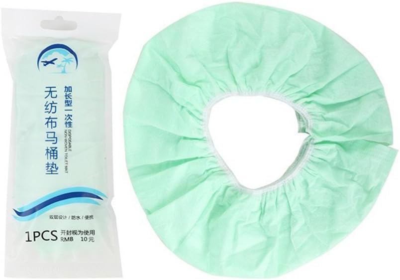 Disposable Non-woven Toilet Seat Mat 2 Layer Water Proof Toilet Cover Portable Travel Hotel Toilet Seat Pad 10 Pieces (Green)