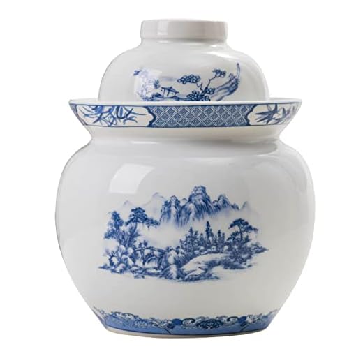 CHUANGRUN Keramisk planteringsburk, med 2 lock, Kimchi-burkar, hushållsförseglad jäsningsbetning Kimchi Crock, matförvaring, för surkål, Kimchi, pickles