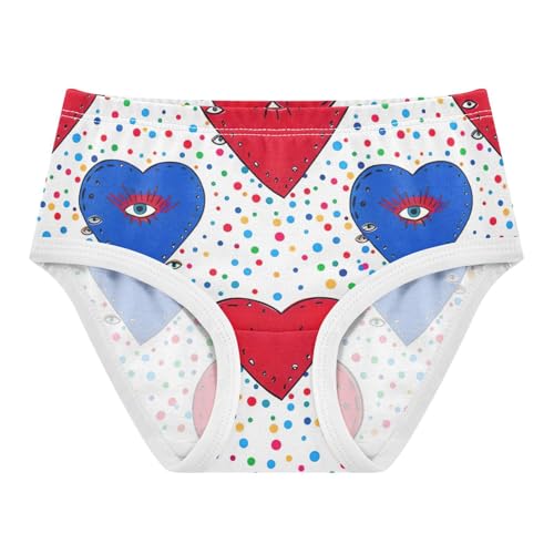 Girls Underwear Toddler 2t Cotton Little Girl Panties Artistic Briefs Undies Kids Red Blue Hearts Eye Colorful