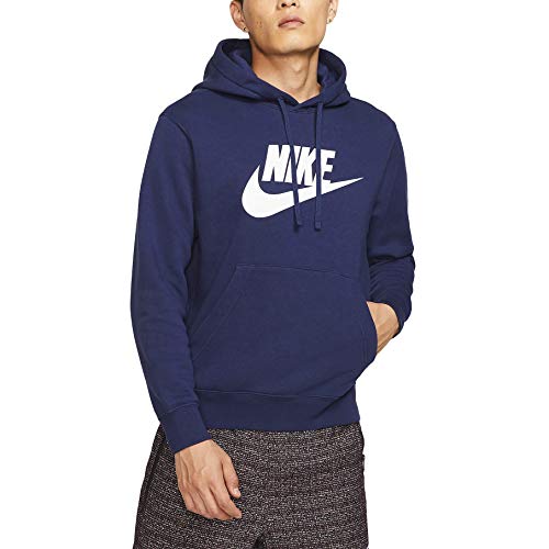 Nike Men's M NSW Club Hoodie PO BB GX Sweatshirt, Midnight Navy/Midnight Navy/White, S