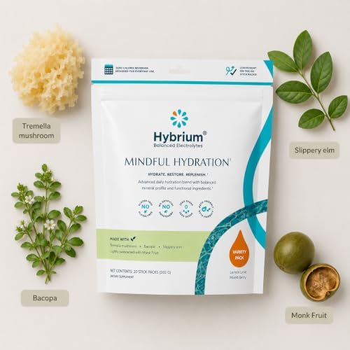 Hybrium Electrolyte Powder Packets for Adults 50+ │ Sugar-Free Hydration Drink Mix with Sodium, Potassium & Magnesium │ Daily Energy, Muscle & Recovery Support │ No Artificial Sweeteners │ 20 Count - 3