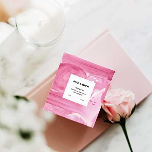 Rors and Wren Friendship Candle Scented Aromatherapy Candle - Rock Rose and Pink Pepper for Relaxation Hand Poured Luxury Natural Wax Jar Candle Vegan Friendly 220g (Friendship)