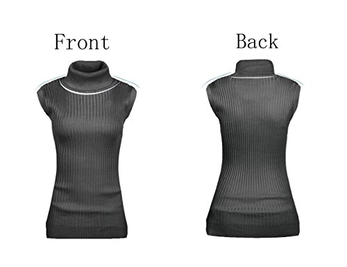 Image of v28 Women Sleeveless High Neck Turtleneck Stretchable Knit Sweater Top