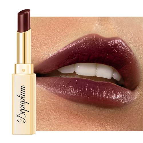 Image of Depuplum Dark Brown Lipstick for Women Moisture Lip Gloss Tinted Lip Balm | Sheer Nourishing Hydrating Glossy Creamy Lipstick Glow Reviver Lip Stick for Dry Lips,DM107 DarkMaduro