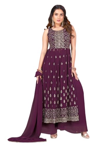 Abito Etnico Donna Nyra Cut: Kurta Ricamata, Plazzo E Dupatta, Lunghezza Al Ginocchio - 6