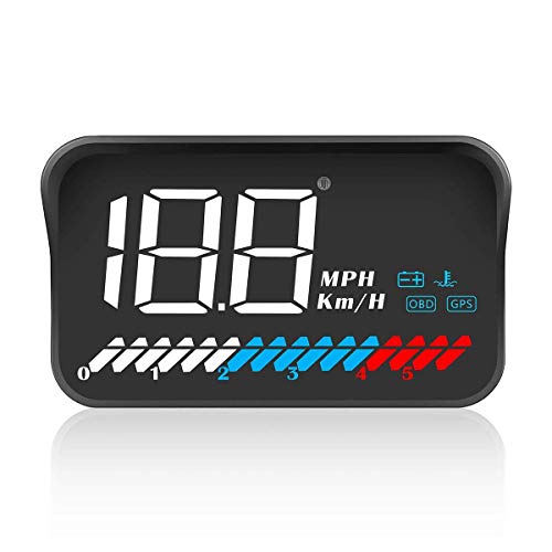 ACECAR Head up Display Car Universal Dual System 3.5’’ HUD OBD II/GPS Interface,Vehicle Speed MPH KM/h,Engine RPM,OverSpeed Warning,Mileage Measurement,Water Temperature,Voltage (Renewed)