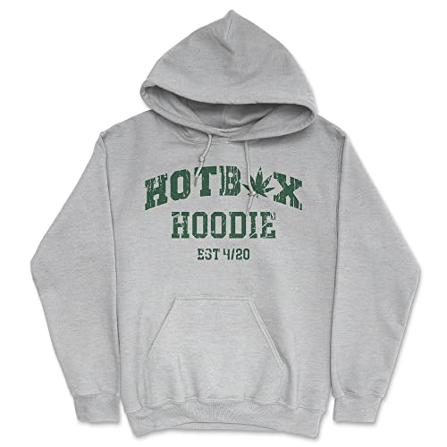 Crazy Dog T-Shirts Hotbox Hoodie Unisex Hooded Sweatshirt Funny 420 Weed Smokers Sweater Funny Sweater 420 Hoodie Novelty Sweatshirt Light Grey L